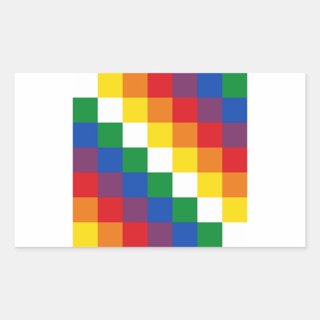 Sticker Rectangulaire Drapeau Huipala/Wipala. Qulla Suyu, une andine. Bo (Devant)
