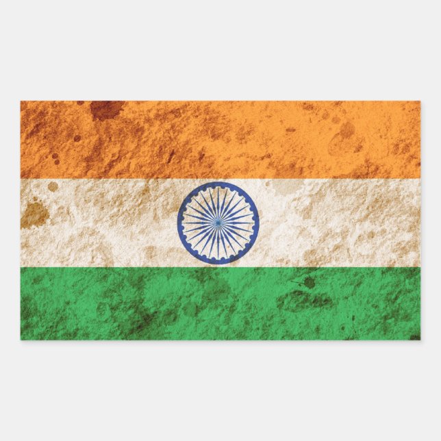 Sticker Rectangulaire Drapeau indien robuste (Devant)