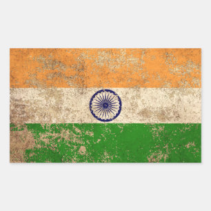 Sticker Rectangulaire Drapeau indien vintage âgé rugueux