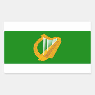 Sticker Rectangulaire drapeau irlandais de la harpe verte