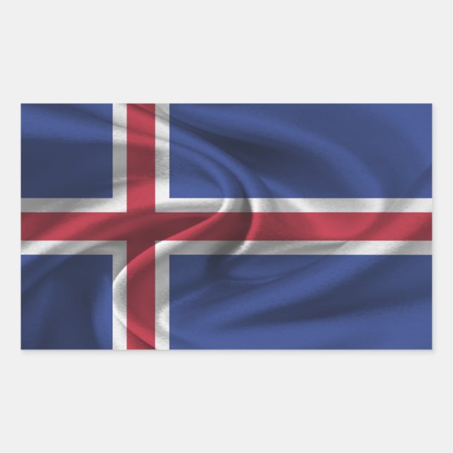Sticker Rectangulaire Drapeau Islande (Devant)