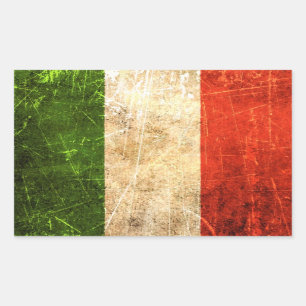 Sticker Rectangulaire Drapeau italien vintage rayé et porté