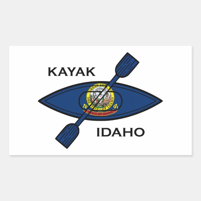 Sticker Rectangulaire Drapeau Kayak Idaho (Devant)