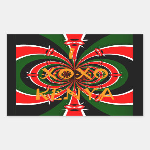 Sticker Rectangulaire Drapeau Kenya d'inspiration africaine - Art Abstra