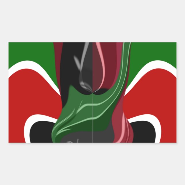 Sticker Rectangulaire Drapeau Kényan en effervescence : un art moderne d (Devant)