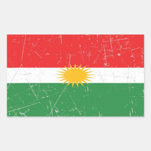Sticker Rectangulaire Drapeau kurde griffé