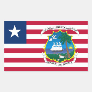 Sticker Rectangulaire Drapeau libérien et armoiries, Drapeau du Libéria
