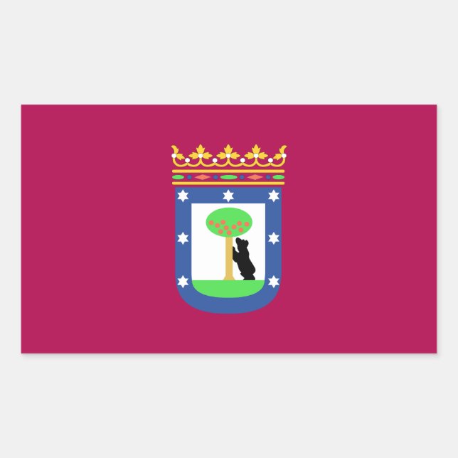 Sticker Rectangulaire Drapeau Madrid Espagne (Ville) (Devant)