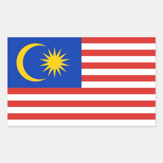Sticker Rectangulaire Drapeau Malaisie/Malaisie/Malaisie (Devant)