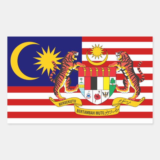 Sticker Rectangulaire Drapeau malaisien et armoiries, Drapeau de Malaisi (Devant)