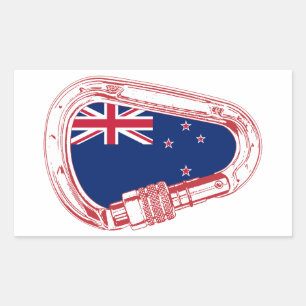 Sticker Rectangulaire Drapeau néo-zélandais Escalade carabiner