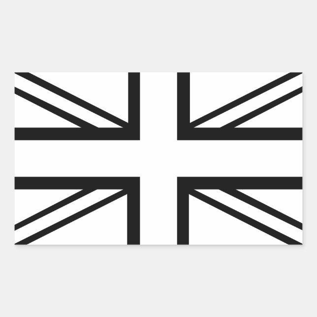 Sticker Rectangulaire Drapeau noir & blanc classique Union Jack British  (Devant)