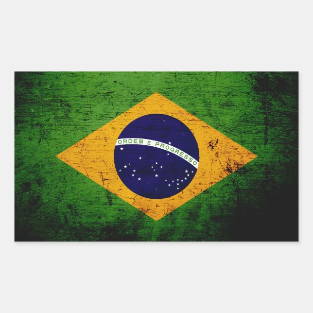 Sticker Rectangulaire Drapeau noir du Brésil (Devant)