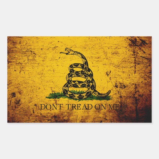 Sticker Rectangulaire Drapeau noir Grunge Gadsden (Devant)