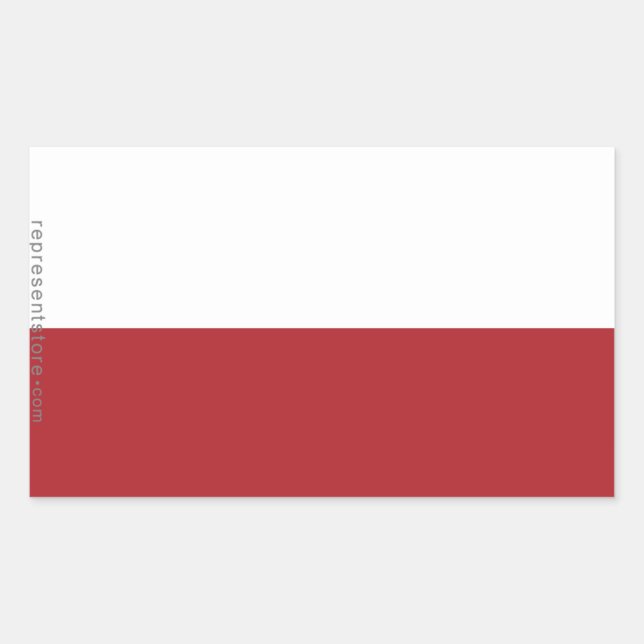 Sticker Rectangulaire Drapeau ordinaire de Pologne (Devant)