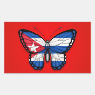 Sticker Rectangulaire Drapeau papillon cubain en rouge