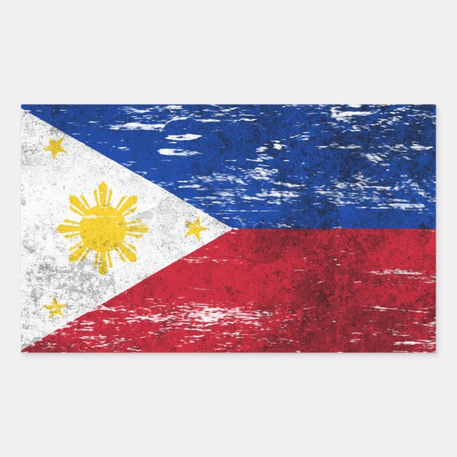 Sticker Rectangulaire Drapeau philippin soufflé et porté (Devant)