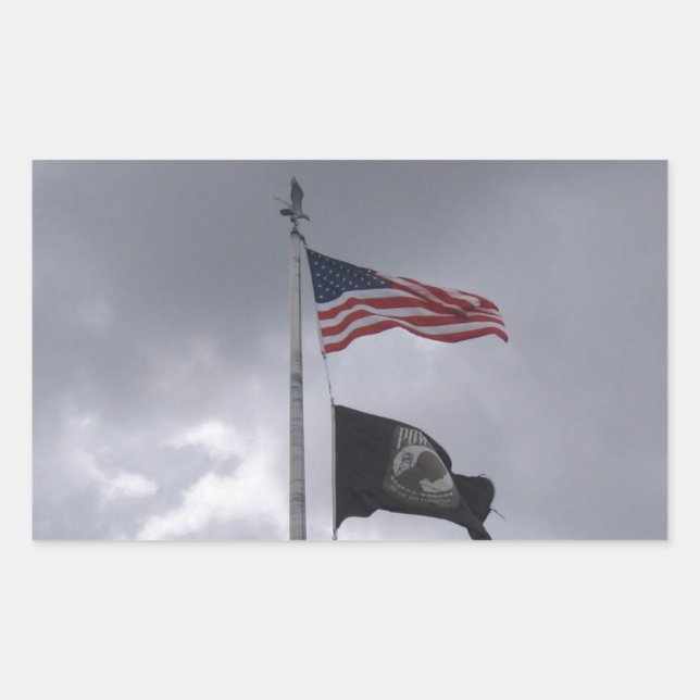 Sticker Rectangulaire Drapeau POW/MIA et américain (Devant)