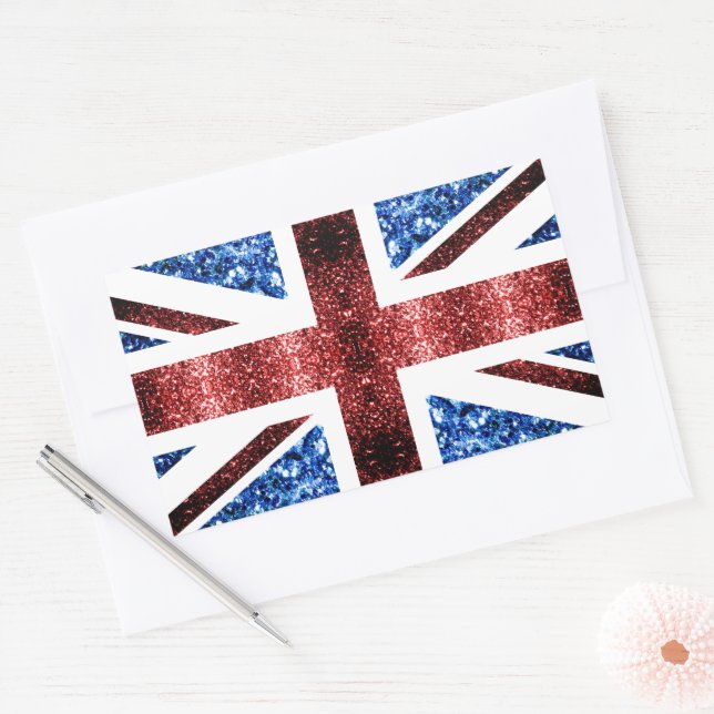 Sticker Rectangulaire Drapeau rouge et bleu parties scintillant étincela (Enveloppe)
