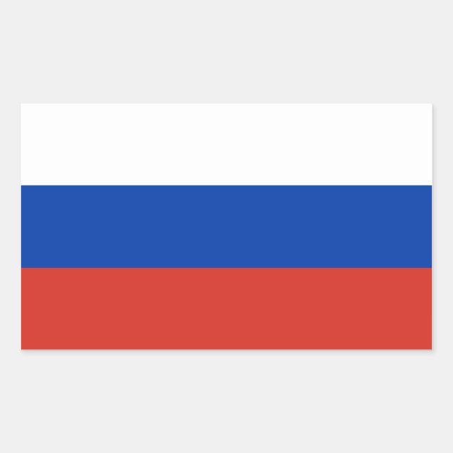 Sticker Rectangulaire Drapeau Russie/Russie (Devant)