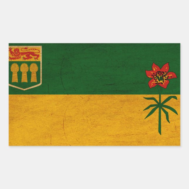 Sticker Rectangulaire Drapeau Saskatchewan (Devant)