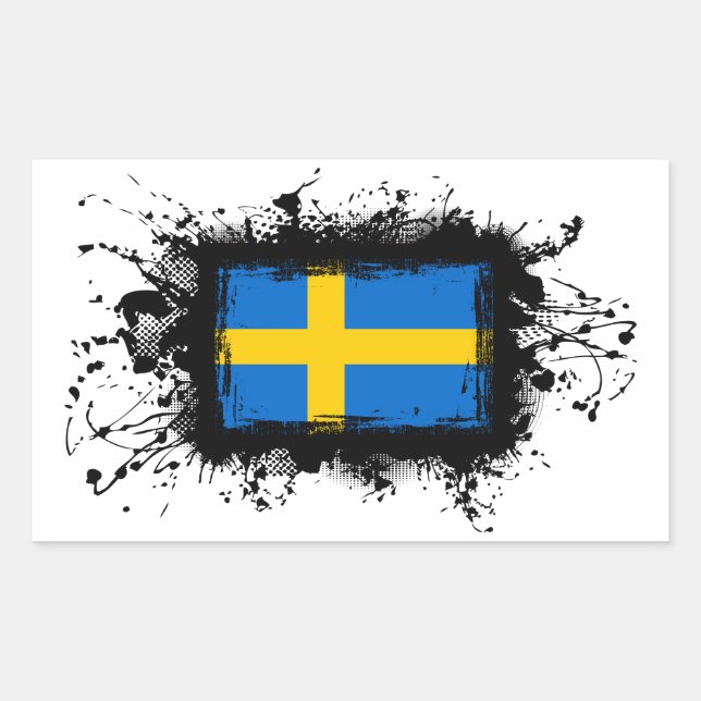 Sticker Rectangulaire Drapeau Suède (Devant)