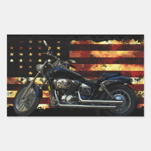 Sticker Rectangulaire Drapeau Union, Étoiles et rayures, Moto