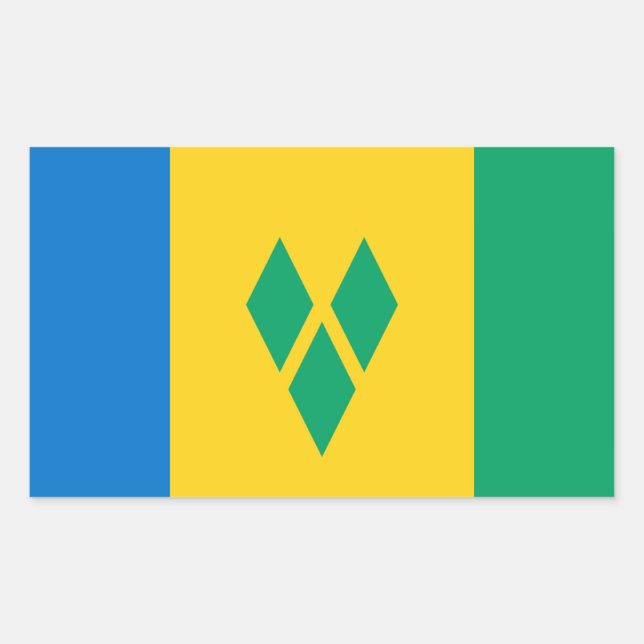 Sticker Rectangulaire Drapeau Vincy, Drapeau de Saint-Vincent-et-les Gre (Devant)
