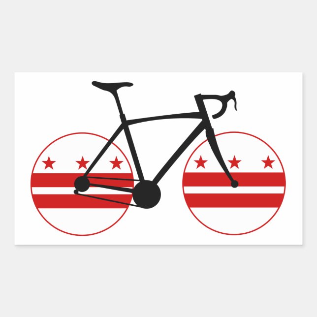 Sticker Rectangulaire Drapeau Washington D.C. Cyclisme (Devant)