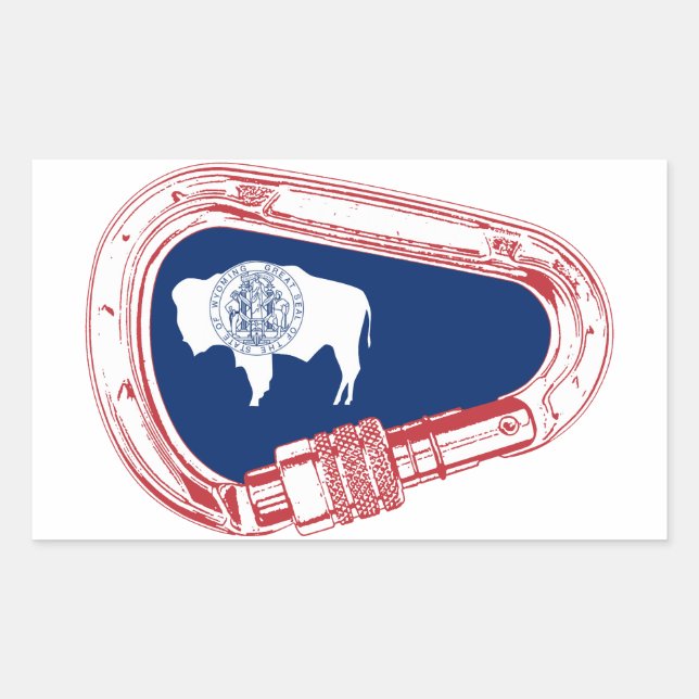 Sticker Rectangulaire Drapeau Wyoming Escalade Carabiner (Devant)