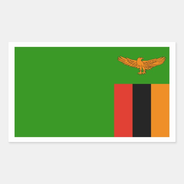 Sticker Rectangulaire Drapeau zambien, Drapeau de la Zambie (Devant)