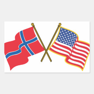 Sticker Rectangulaire Drapeaux américains norvégiens