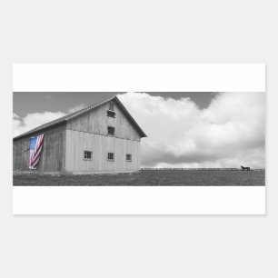 Sticker Rectangulaire Drapeaux de nos agriculteurs - grange avec le