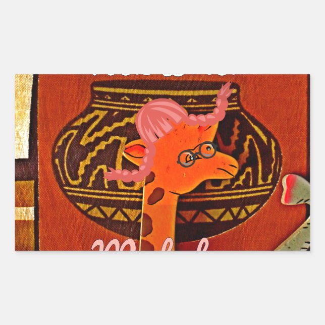 Sticker Rectangulaire Drôle Giraffe avec texte cool Hakuna Matata Design (Devant)