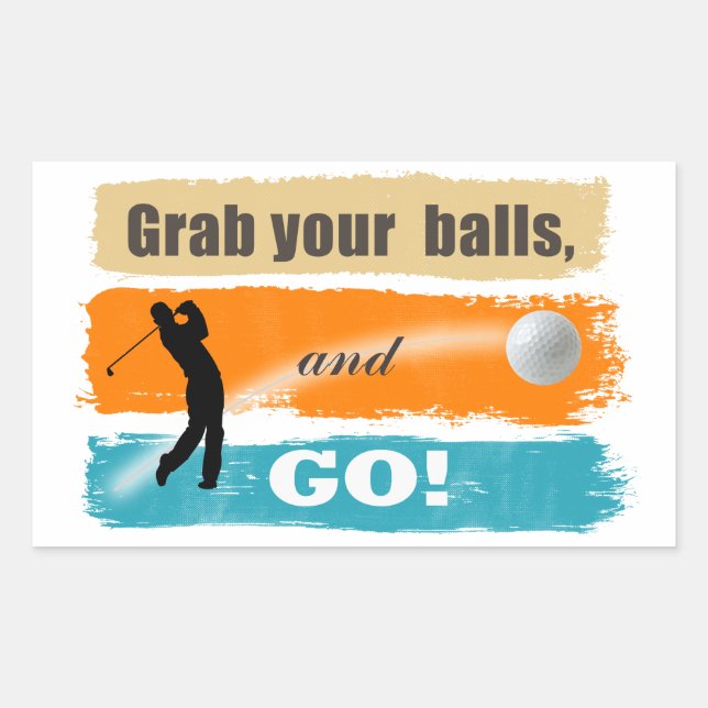Sticker Rectangulaire Drôle Golf Attrapez vos balles (Devant)