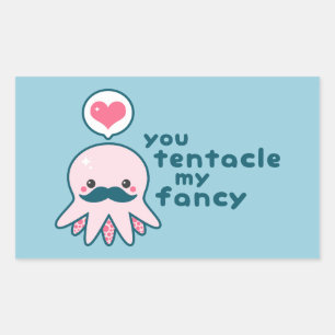 Sticker Rectangulaire Drôle Saint Valentin poulpe