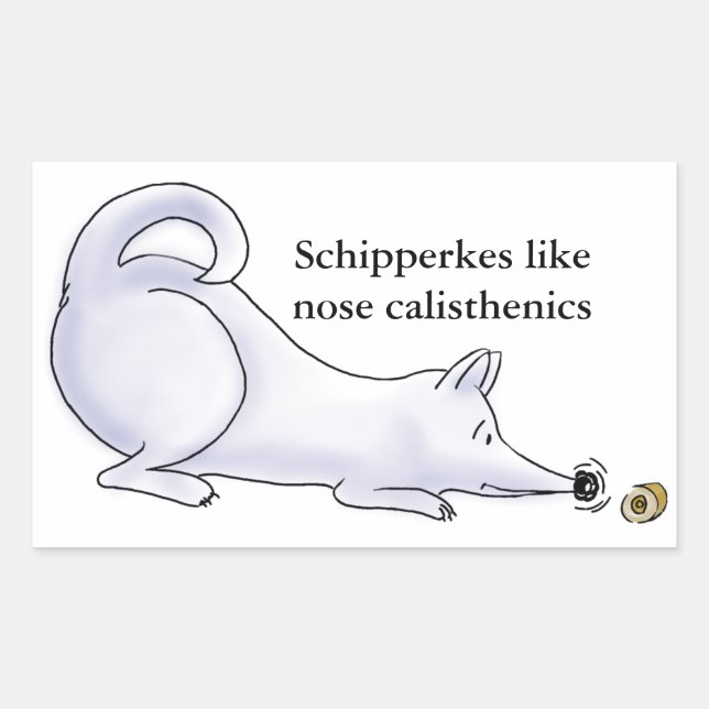 Sticker Rectangulaire Drôle Schipperke Dessin de Chien (Devant)