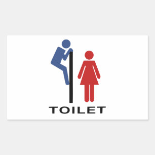 Sticker Rectangulaire Drôle son sien signe de toilette - signe de