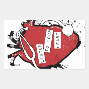 Sticker Rectangulaire écoutez votre coeur anatomique