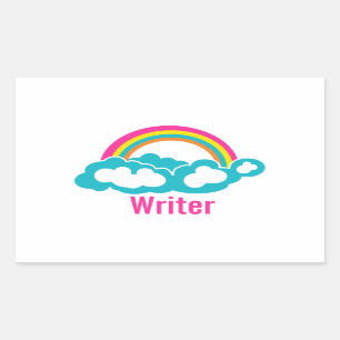 Sticker Rectangulaire Écrivain de nuages arc-en-ciel