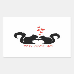 Sticker Rectangulaire Écrous au sujet de vous, écureuils dans l'amour