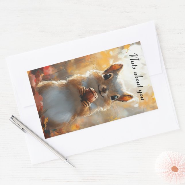 Sticker Rectangulaire Écureuil, fou de toi (Enveloppe)