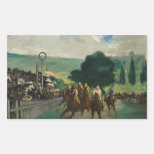 Sticker Rectangulaire Edouard Manet - Les courses à Longchamp