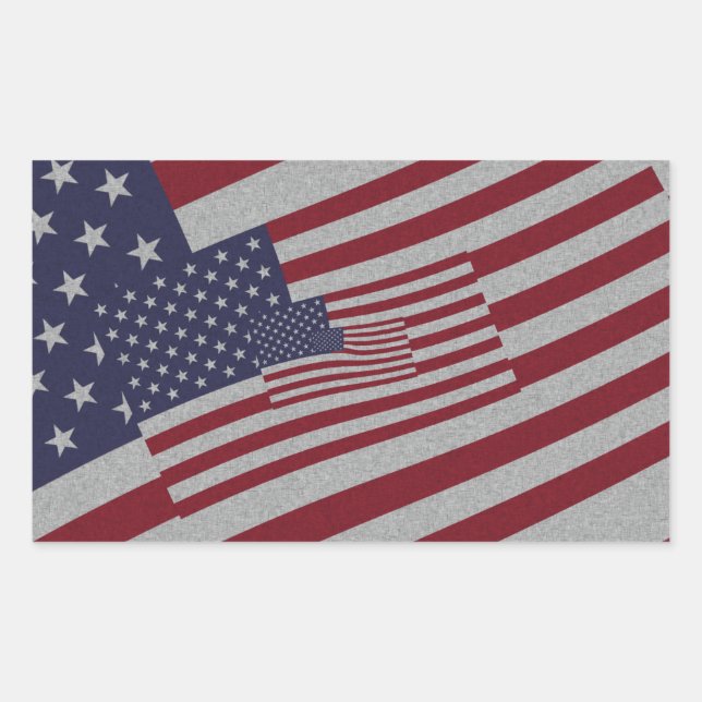 Sticker Rectangulaire Effet désespéré Distressed USA Drapeaux Étoiles et (Devant)