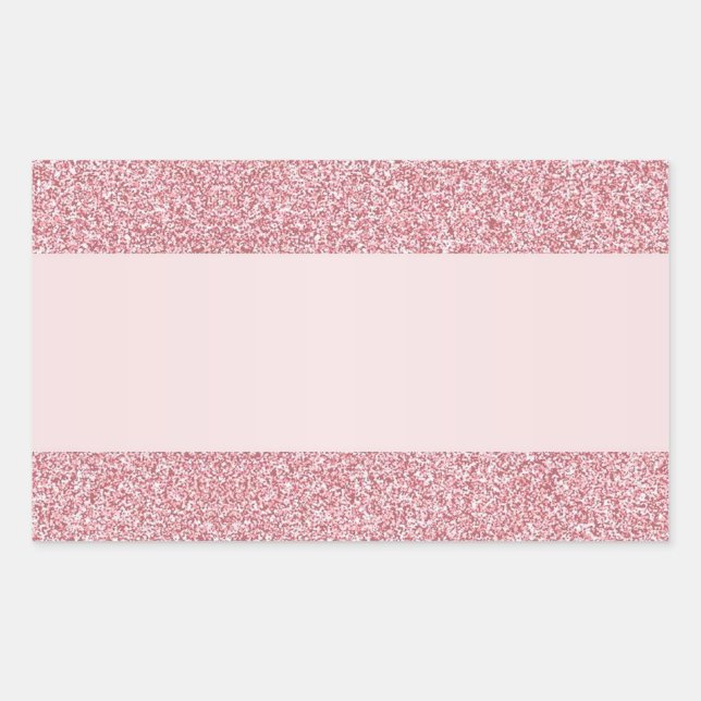 Sticker Rectangulaire Effet Paillettes Or Rose Ajoutez Votre Texte Vide (Devant)