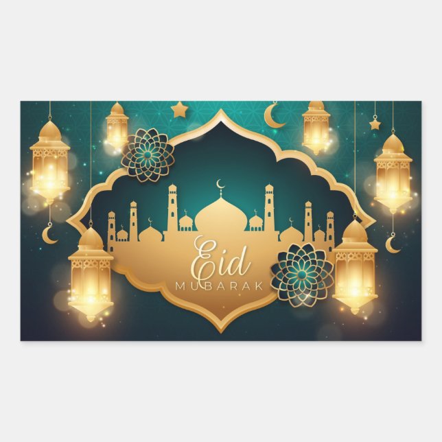 Sticker Rectangulaire Eid Mubarak (Devant)