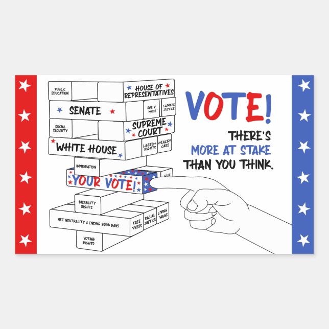 Sticker Rectangulaire Élection Blocage Tour Plus à l'oeuvre Progrès (Devant)