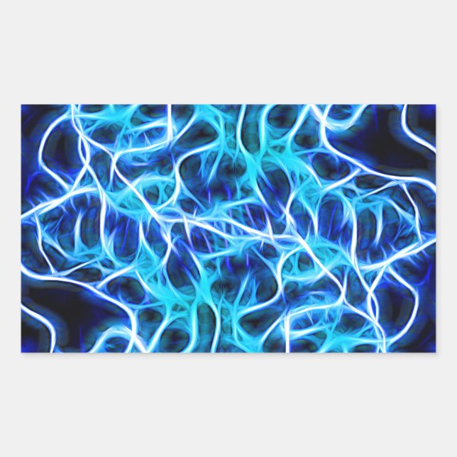 Sticker Rectangulaire Electrique Neon Aqua Bleu Turquoise Lightning (Devant)