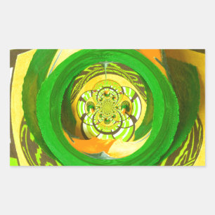 Sticker Rectangulaire Elégance d'or : Beau art rose jaune africain
