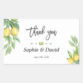 Sticker Rectangulaire Elégant Aquarelle Citron Mariage tropical